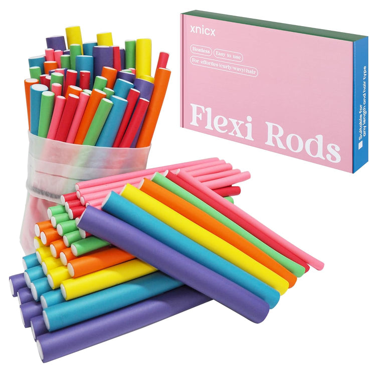 47 Pcs 7'' Hair Curlers Rollers Flexi Rods Flexible Curling Rods Set No Heat Heatless Bendy Foam Hair Curls for Long,Medium,Short Hair to Sleep In - PHamily Hair Care 