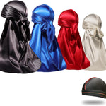 4PCS Silky Durags for Men Women 360 Waves with 1 Wave Cap, Silky Satin Durag Extra Long Tails - PHamily Hair Care 