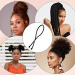 6Pcs Beaded No-Slip Hair Ties for Natural Curly, Adjustable Afro Puff Cuff Drawstring Ponytail Holder, Black Elastic Hair Scrunchies, Large Hair Ties for Women Thick Pineapple Kinky Braids Hair Bands - PHamily Hair Care 