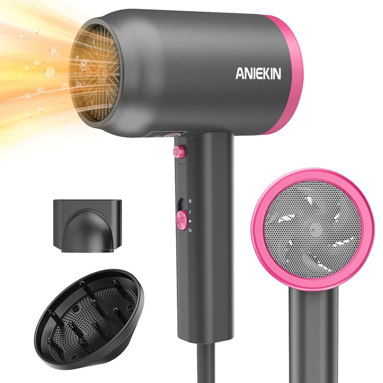 Hair Dryer, 1875 Watts Fast Drying Blow Dryer with Diffuser and Concentrator, Compact Lightweight Hair Dryer for Women and Men - PHamily Hair Care 