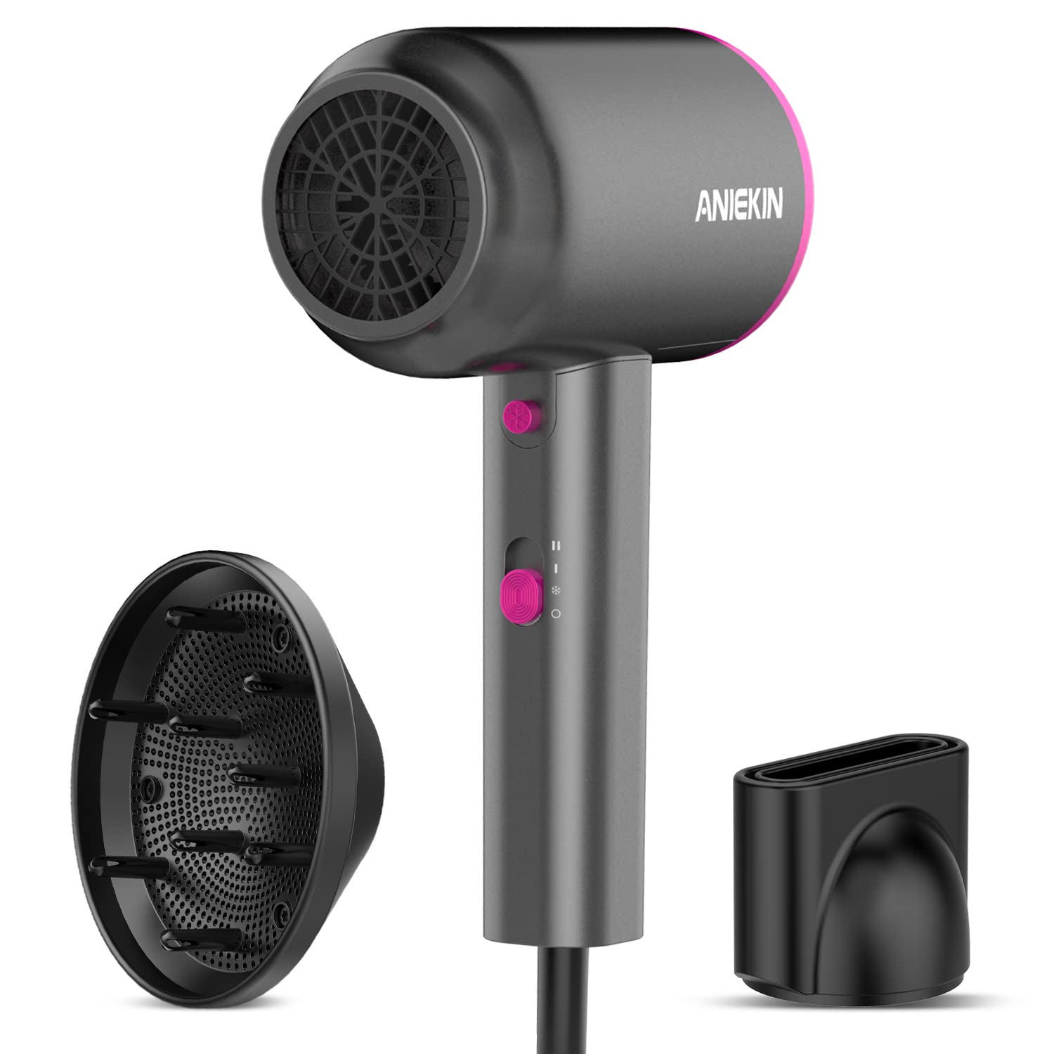 Hair Dryer, 1875 Watts Fast Drying Blow Dryer with Diffuser and Concentrator, Compact Lightweight Hair Dryer for Women and Men - PHamily Hair Care 