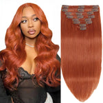 Hair Extension Clip-Ins - Real Human Hair Extensions 120G 8Pcs 18Inch,Soft & Natural Straight Double Weft for Women #P427 Chocolate Brown to Honey Blonde Extensions Real Human Hair Clip Ins