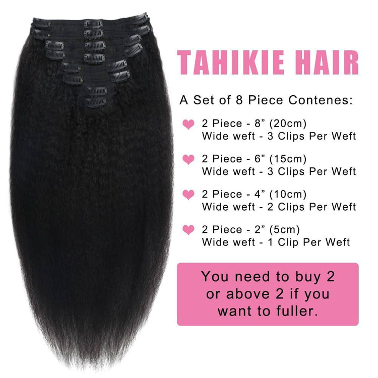 Kinky Straight Human Hair Clip in Extensions 120G 12Inch - 26 Inches - PHamily Hair Care 