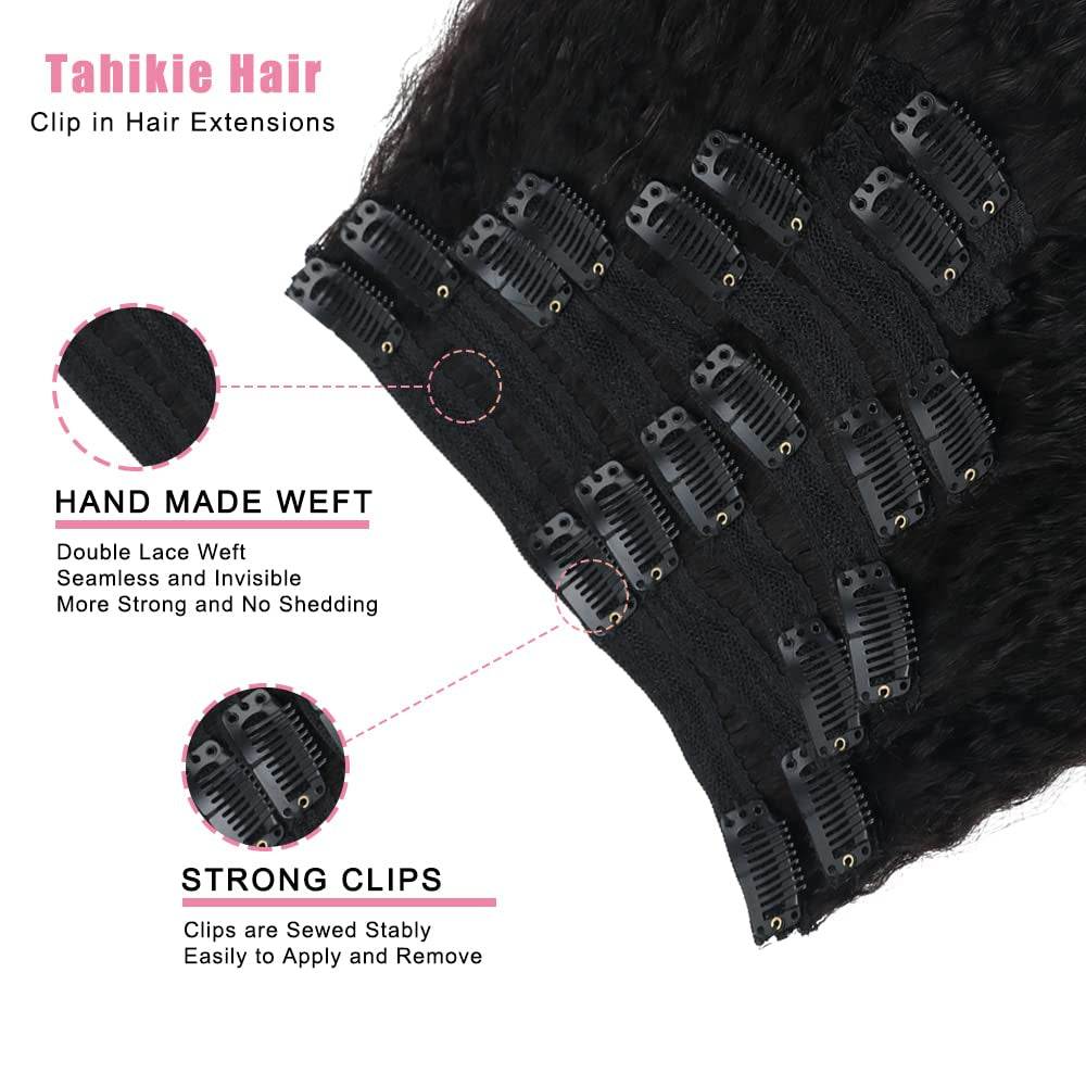 Kinky Straight Human Hair Clip in Extensions 120G 12Inch - 26 Inches - PHamily Hair Care 