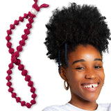 Large Hair Band for Thick, Curly, Natural Hair - Cushioned No Damage Hair Ties Ideal for Braids, Pineapple Hair - Afro Puff Ponytail Holder - Adjustable, Extra Stretchy (Black 2Pk)