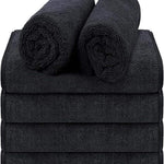6 Pack Black Salon Towels, Super Soft and Absorbent Microfiber Hair Towel for Salon, Bath, Spa, Pool and Home, 27 Inch X 16 Inch, Black