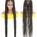 Full Lace Frontal Knotless Box Braid Wig- Glueless Synthetic Cornrow Braided Lace Front Wigs with Baby Hair 
